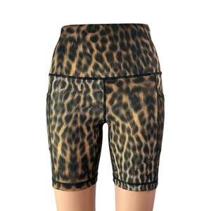 Yogalicious Lux Leopard Animal Print Yoga Workout Athletic Biker Shorts Size S